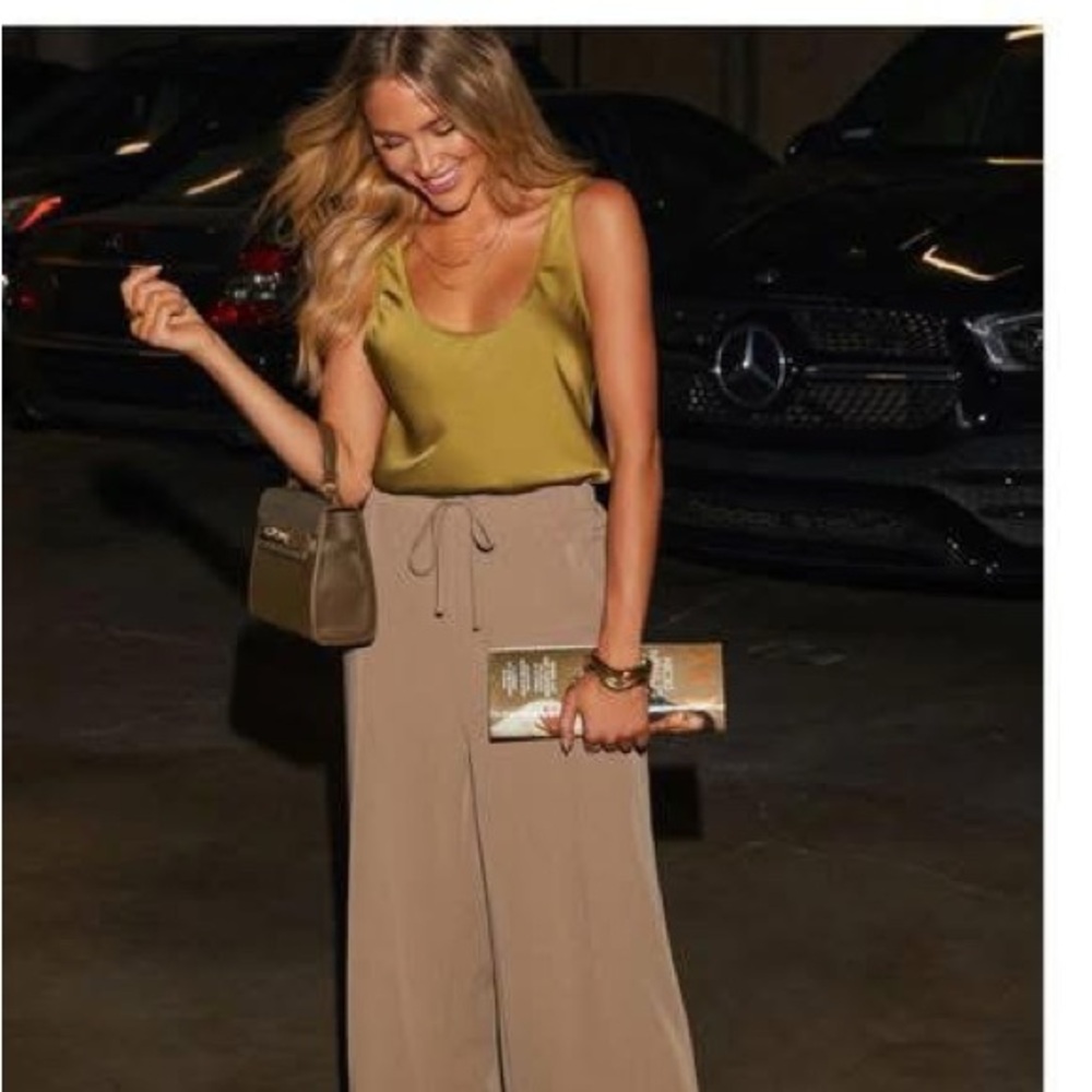 Vici Green and Tan Wide Leg Pants